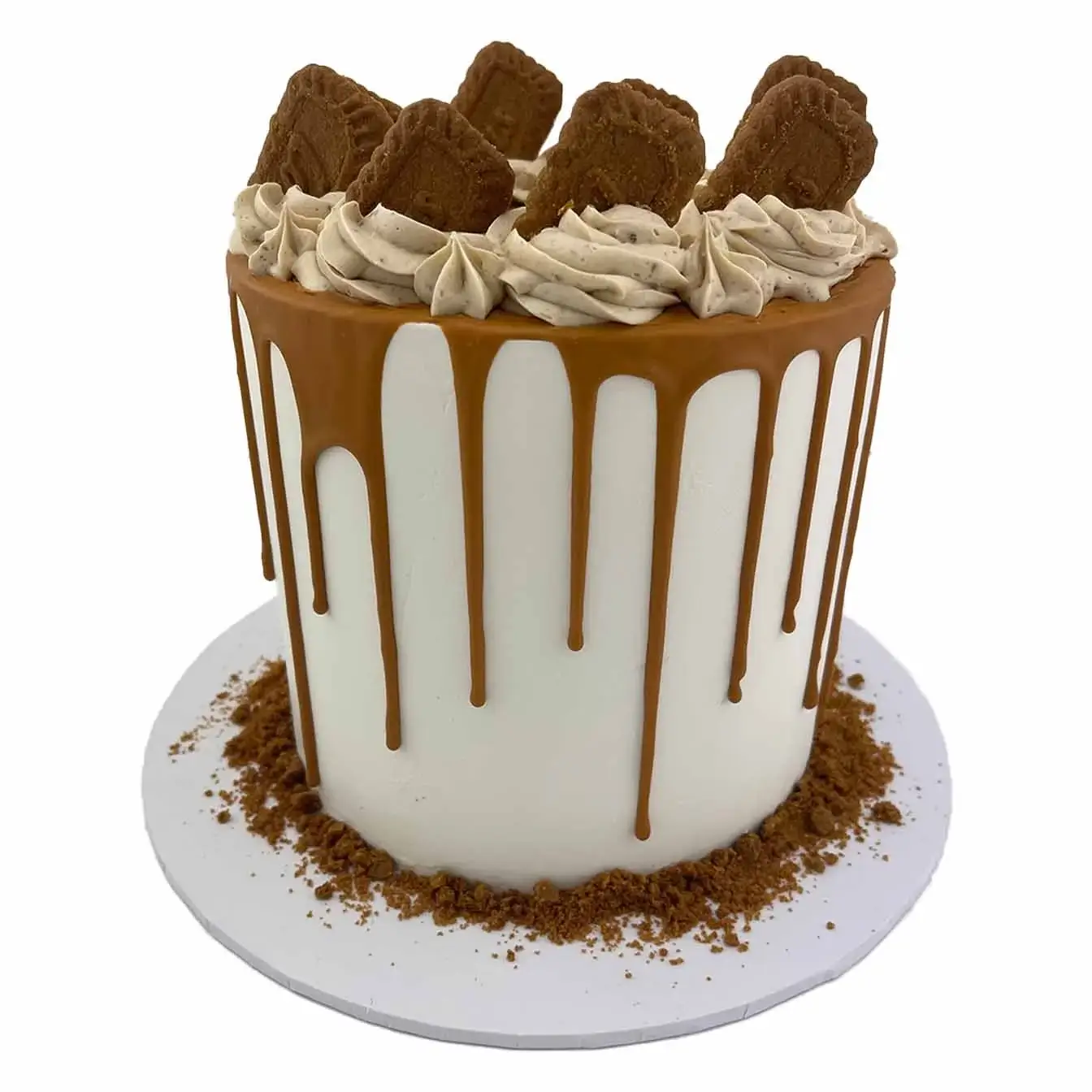 Biscoff Bliss Drip Cake - A cake with luscious Biscoff drip and cookie crumbles, a divine centrepiece for those who savor the sweet delights of Biscoff cookies.