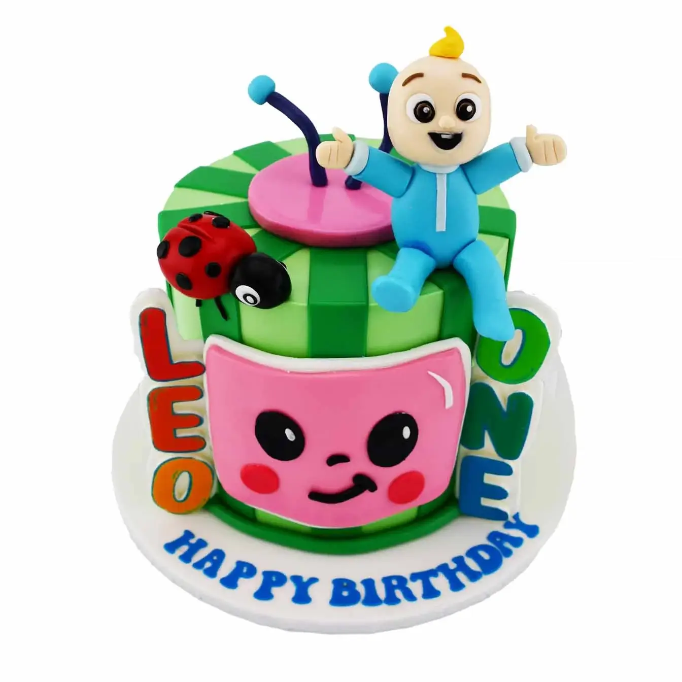 Coco Melon Cake with vibrant colors and adorable characters, perfect for a Coco Melon-themed party or celebration