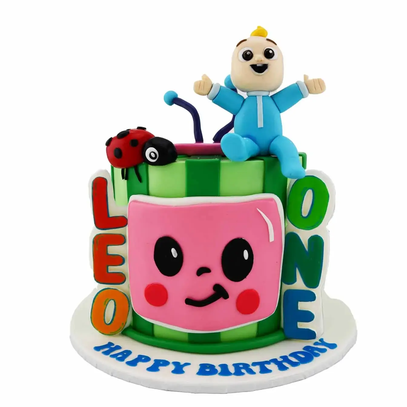 Coco Melon Cake with vibrant colors and adorable characters, perfect for a Coco Melon-themed party or celebration