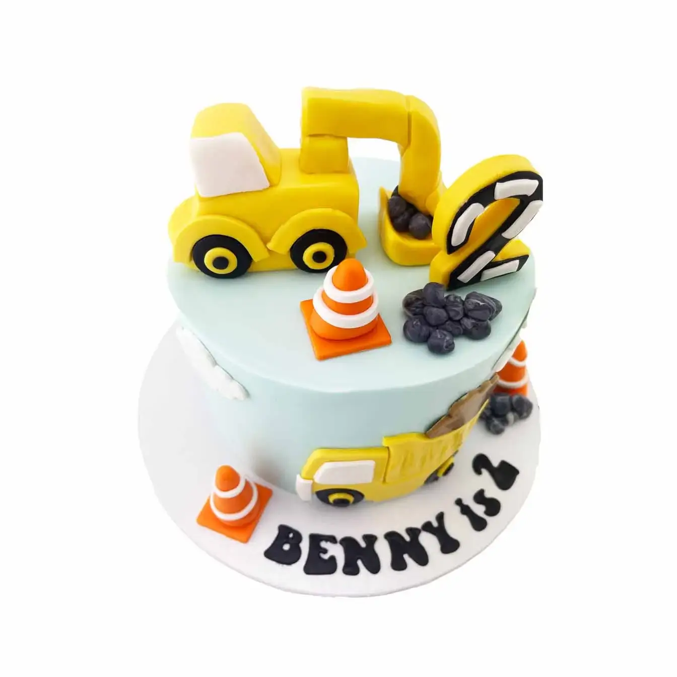 Make your little builder's day with our Kids Construction Cake! Featuring a model digger, cutout trucks, rubble, and traffic cones, this visually impressive cake is the perfect centerpiece for any construction-themed party